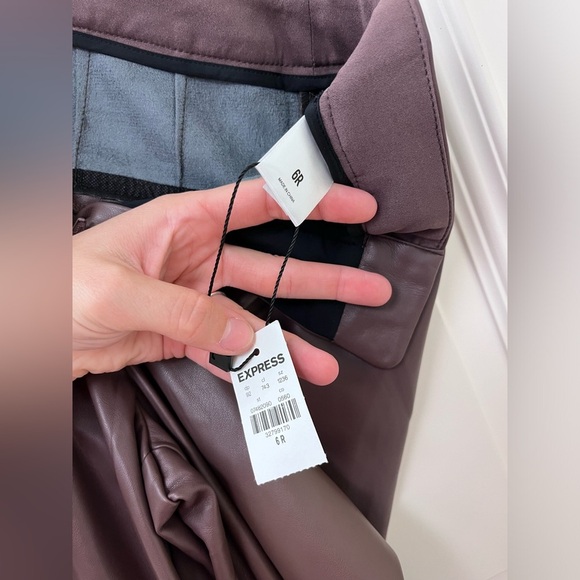 Chocolate Brown Leather Trousers High Rise Wide Leg Express Pants Faux Leather - Picture 11 of 12